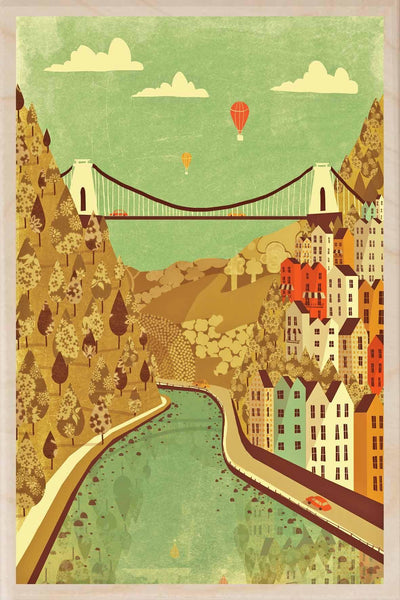'Bristol Suspension Bridge' Wooden Postcard - Emy Lou Holmes