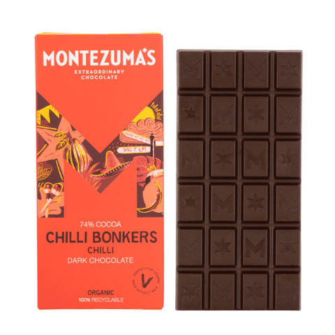 Chilli Bonkers 74% Organic Dark Chocolate with Chilli  Bar - Montezuma's Chocolates