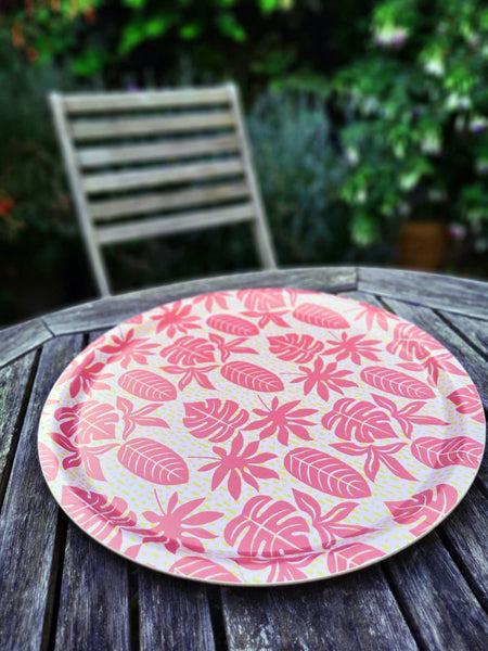 Pink Palms Round Tray - Gabrielle Good