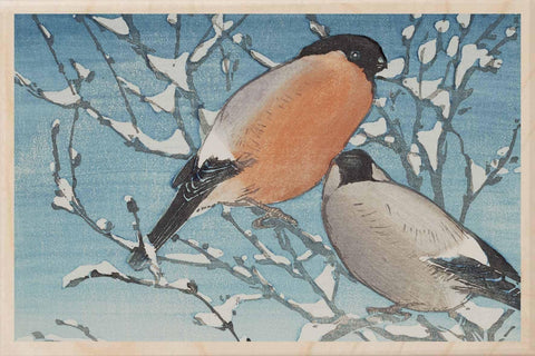 Bullfinches Wooden Postcard - Seaby