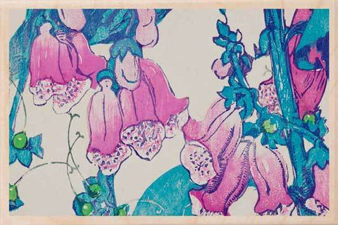 'Foxgloves' Wooden Postcard - Mabel Royds