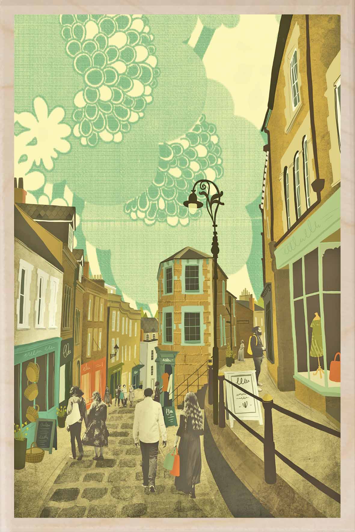 'Frome, Catherine Hill' Wooden Postcard - Emy Lou Holmes