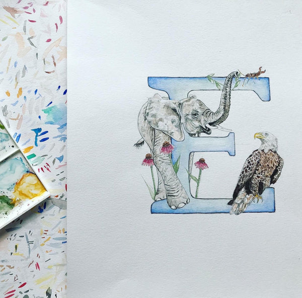 'E' Letter Print - A4 - Kathryn Pow Art