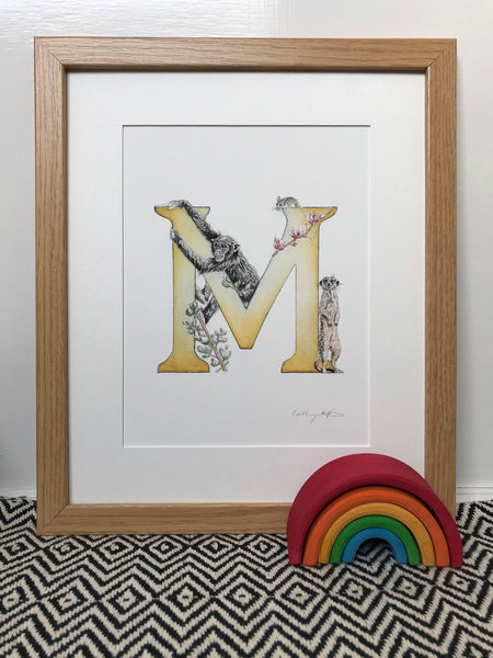 'M' Letter Print - A4 - Kathryn Pow Art