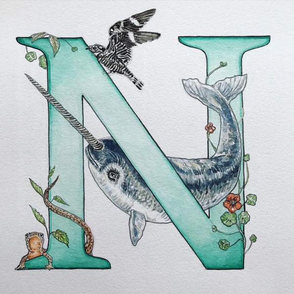 'N' Letter Print - A4 - Kathryn Pow Art
