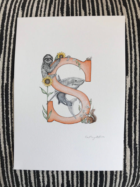 'S' Letter Print - A4 - Kathryn Pow Art