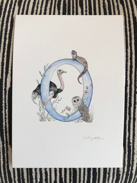 'O' Letter Print - A4 - Kathryn Pow Art