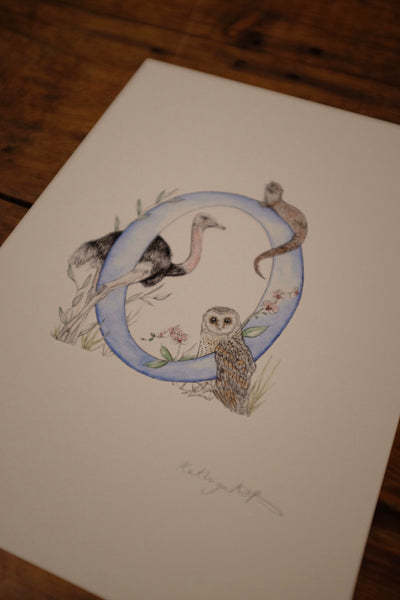 'O' Letter Print - A4 - Kathryn Pow Art