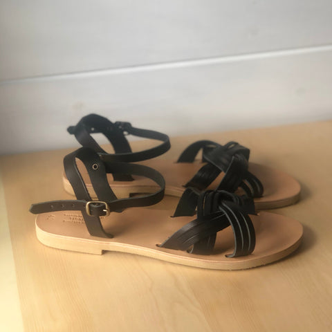 Black Gladiator Leather Sandals - Nikola Sandals