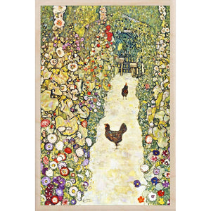 Garden Path with Hens Wooden Postcard - Gustav Klimt