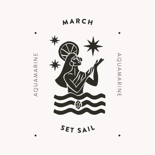 March Fine Cord Birthstone Necklace, Aquamarine - Wanderlust Life