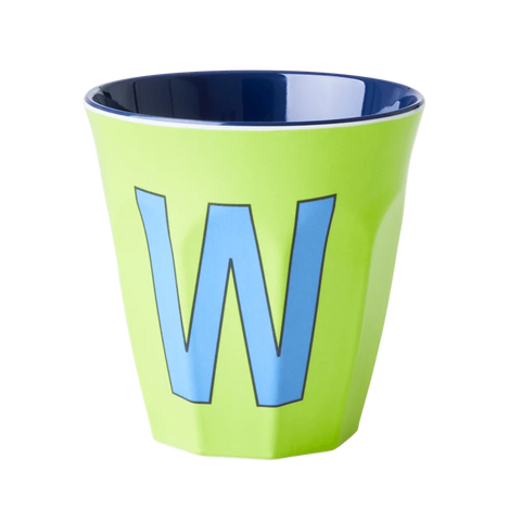 'W' Lime Green Melamine Cup - Rice DK