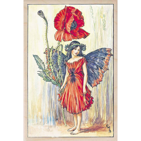 Poppy Flower Fairy Card, Cicely Mary Barker - The Wooden Postcard Company