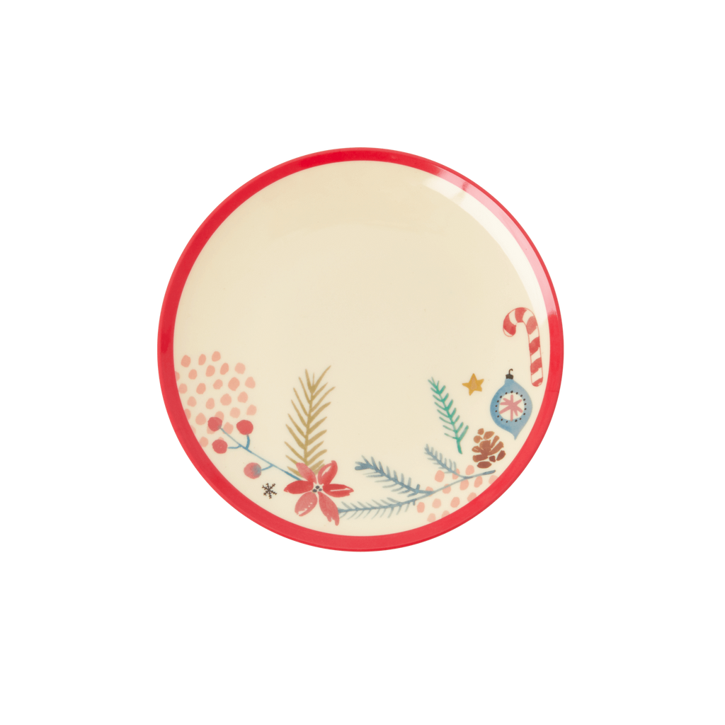 Christmas Print Melamine Dessert Plate Rice DK Honey on the Hill